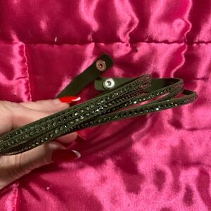 Touchstone Swarovski Wrap-Star Bracelet Olive Green Black Diamond Crystals #8005